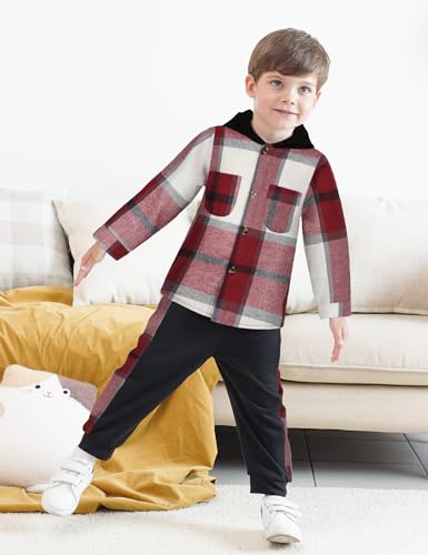3Pcs Toddler Boy Clothes Long Sleeve Hoodie with Solid Color Top and Casual Sweatpants Boys Fall Winter Outfits 2-6T3