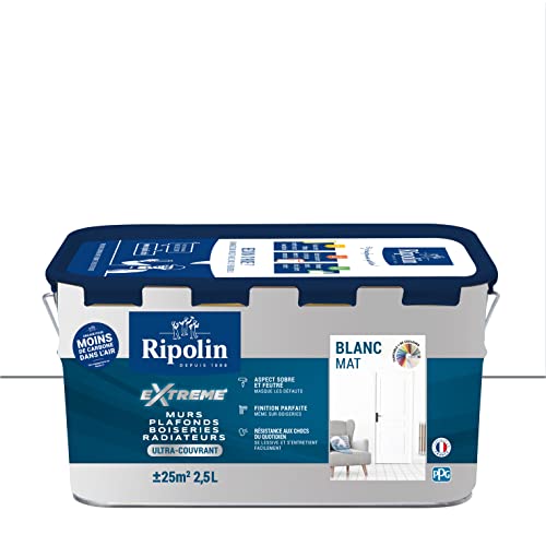 RIPOLIN - Peinture Monocouche pour Murs, Boiseries & Radiateurs - Intérieur - Finition Parfaite -...