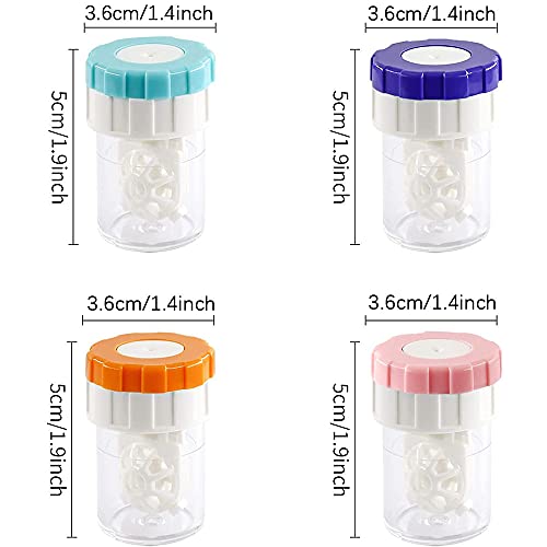 4 Pièces Étui pour Lentilles de Contact, Nettoyant pour Lentilles de Contact, Étui à Lentilles de Nettoyage, Nettoyage de Lentilles de Contact à Rotation Manuelle, pour Maison et Voyages (4 Couleurs) - Image 3