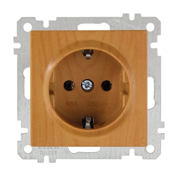 Mutlusan Candela - Steckdose/Schutzkontakt Steckdose/Schukodsteckdose · Eiche/Holz/Hell · Unterputz/UP/Einbau/Wandeinbau