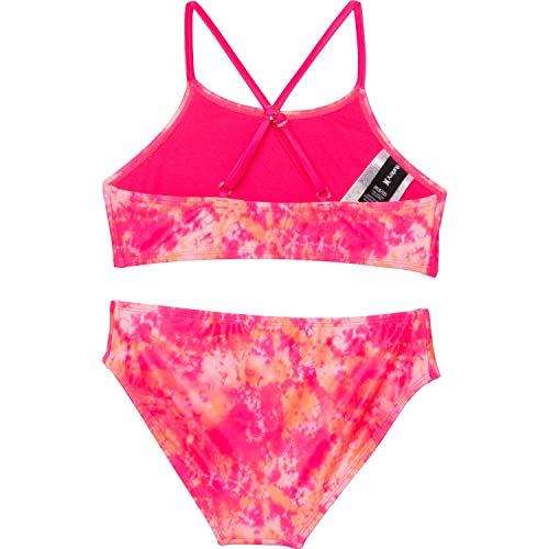 Hurley Big Girls Printed Bikini Top and Bottom 2 Piece Set (Small, Pink(485719-A96)/W)2