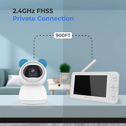 Papalook Bm1 Baby Monitor Fhd 1080P With Camera And Audio, Video Baby Camera Monitor 5" Hd Display, No Wifi, Night Vision, 2-Way Audio, Temperature And Sound Detection, 900Ft Range, Lullaby, 3600Mah #TOP7