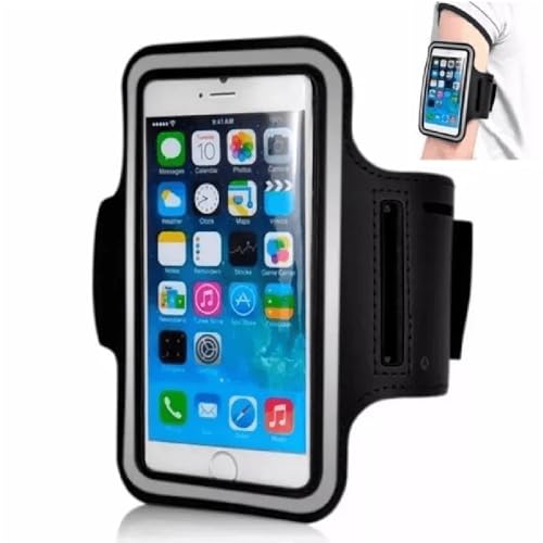 Braçadeira Porta Celular para Corrida Faixa Ajustável e Bolso para Chave (PRETO)