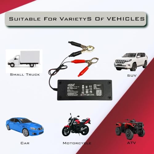 Image of 12V 10A Fast Battery Charger with Auto Cut Off with LED Indicator, Fast Charging for Car, Bike, Inverter, Lead Acid & Lithium Batteries with Safety Protection