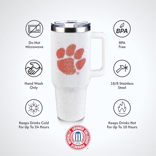 Image of The Memory Company Officially Licensed 40oz White Bling Game Day Tumbler, Clemson University