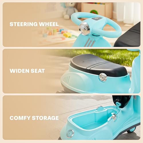 Image of Baybee Gliddo Baby Swing Car for Kids with LED Lights & Music | Twister Push Rideons with 360 Steering, Storage & Wide Seat | Wiggle Ride on Baby Car | Magic Cars for Kids 3+ Years Boys Girls (Blue)
