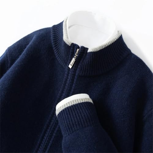 Men’S Merino Wool Warm Sweater Thickened Cardigan Patchwork Knitted Tops Zipper Turtleneck Long Sleeve Outerwear3