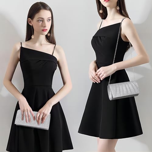 Image of Larcenciel Clutch Purses for Women, Shiny Pleated Evening Bag w /Removable Chain for Formal Events Cocktail Wedding Prom