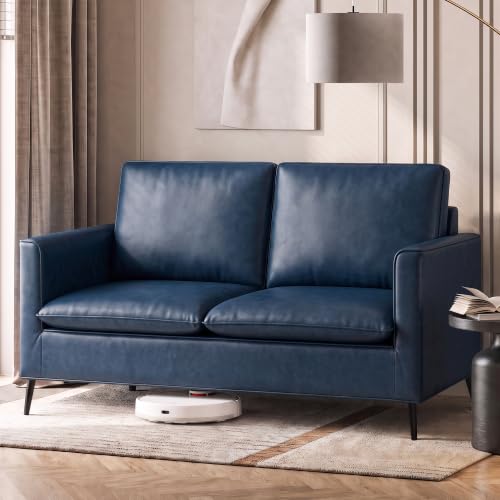 Image of TYBOATLE Faux Leather Loveseat Sofa, Small 2 Seater Couch (Blue, 1)
