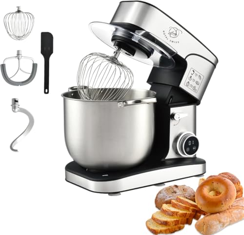 Royal Swiss 3-in-1 2000 W Multifunctional Culinary Processor – 12L Stainless Steel Bowl + 1.5L Glass Blender + Meat Grinder – Robust Kitchen Appliance with 6 Speeds and Planetary Motion