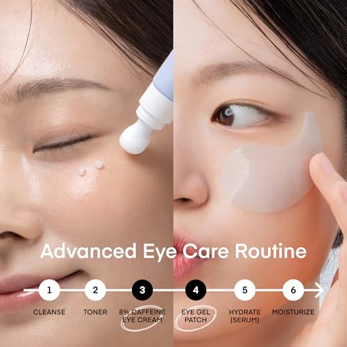 Image of TEREZ & HONOR Under Eye Patches for Dark Circles with 8% Caffeine Eye Cream - Eye Care 2 Step Kit, Dermatologist Tested Korean Skincare Formula, 60 Pcs + 20mL