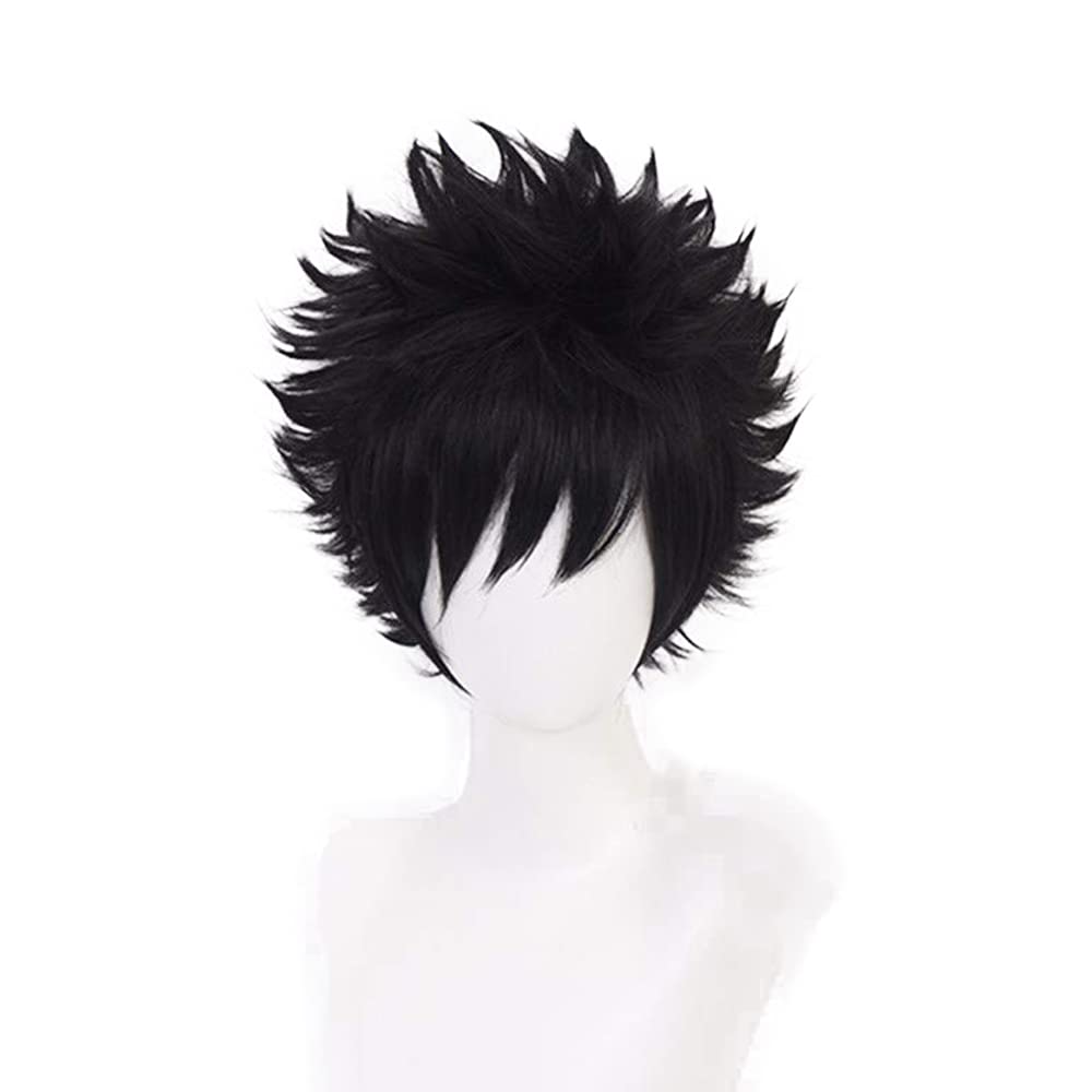 Black Short Messy Heat Resistant Synthetic Costume Hairs for Men Women Halloween Cos Anime Party Replacement Wigs