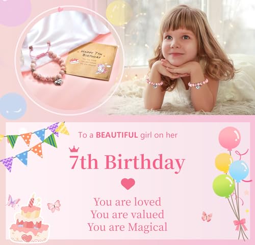 Image of 7 Year Old Girl Birthday Gifts: Zebra Stone Beaded Bracelets For Girls, Adjustable Girls Bracelets, The Coolest Birthday Gifts For 7 Year Old Girls! Ideal For 7th Birthday Granddaughter Gifts Bracelet