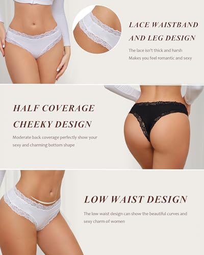 UNDER THE SEA Cotton Underwear for Women Sexy Lace Hipster Panties Low Rise Breathable Brazilian Womens Cheeky 6 Pack S-XL2