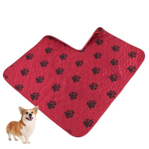 Image of Reusable Dog Pee Pads, Reusable Puppy Pads Washable Pee Pads for Dogs Waterproof Training Pads for Dogs, Dog Pee Pad Urine Mat for Pet Dogs Cats(80*90cm-Red)