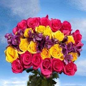 Amazon.com : 6 Bouquets 12 Red Roses 12 Yellow Roses 4 Fillers Bouquets ...