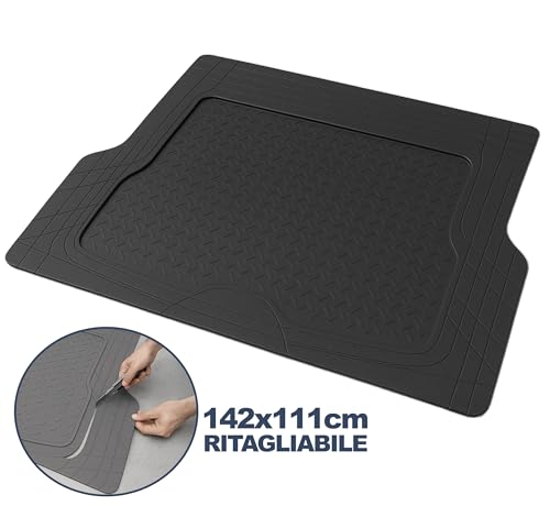 Auto Accessori Lupex | Universaler Kofferraum-Teppeich MAXI 142x111 cm, schwarzer Gummiteppich