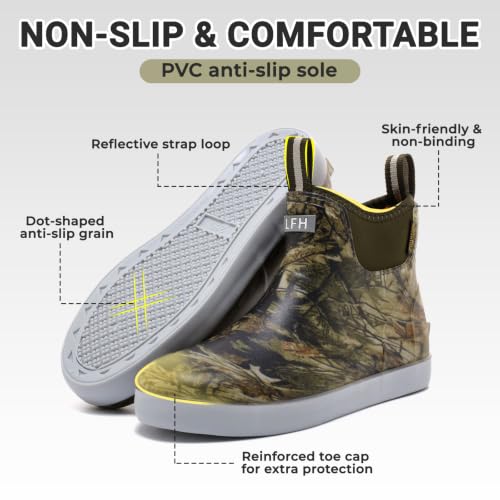 Image of Men's Deck Boots, Deck Shoes Waterproof Rain Boots, Saltwater Fishing Ankle Boots, Non-Slip Rubber Garden Muck Boots for Gardening Boating Camping Sailing Fishing