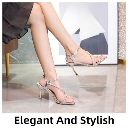 Women's High Heel Sandals With Strappy Kitten Heels Open Toe Slingback For Wedding Party3