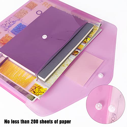 Eoout 30Pcs Plastic Envelopes Poly Envelopes, Document Folders With Snap Button Closure, Letter Size, A4 Size With Label Pocket For School Home Work Office Organization, 6 Colors #TOP4