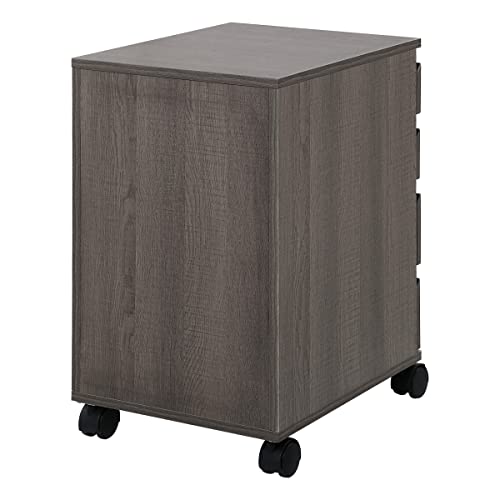 Image of OSP Home Furnishings Holly 4-Drawer Mobile Storage Cart for Home Office, Farm Brown Oak Finish