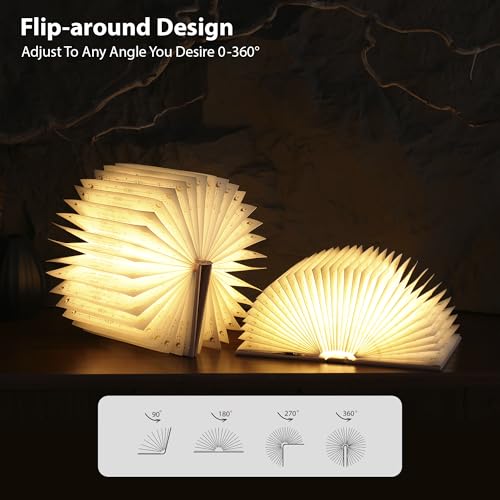 ZBOLE Folding Truth Book Lamp, Book Lover Gift, Bookshelf Light, Paper Lamp | Portable Book Light for Home Library Decor, Night Light, Unique Gifts for Girls Christmas House Warming Wedding (Pink) - image 4
