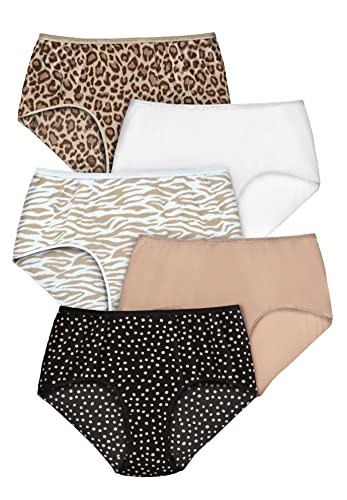 Comfort Choice 1121453MK15~15 Women'S Plus Size Cotton Brief 5-Pack - 15, Animal Print Pack cover