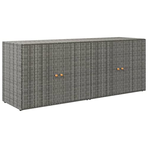vidaXL Armoire de rangement en résine tressée pour jardin - Gris 198x55,5x80 cm