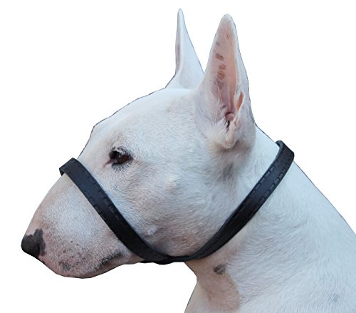 Adjustable Leather Loop Bite Bark Control Easy Fit Dog Muzzle Black Large to XLarge