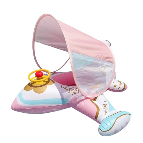 Bouée Avion pour Piscine avec Store Anti-UV Gonflable Enfant - Bateau de Bain Extérieur Loisirs
