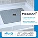 SlipX Solutions Square Natural Rubber Shower Stall Mat, 21” x 21”, Non Slip Safety, Built-in Product Protection, 140 Power Grip Suction Cups, Center Drain Hole, Gray
