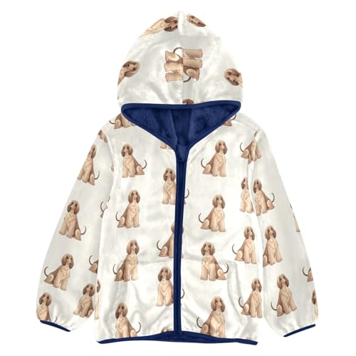 CHIFIGNO Cute Afghan Hound Dogs Beige Toddler Zip up Hoodie Lightweight Thick Sweatshirt Jacket 3T