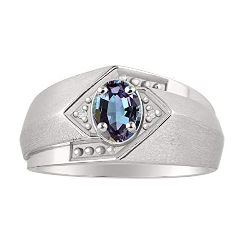 Anillo de plata de ley 925 con piedra natal de junio para hombre Cover