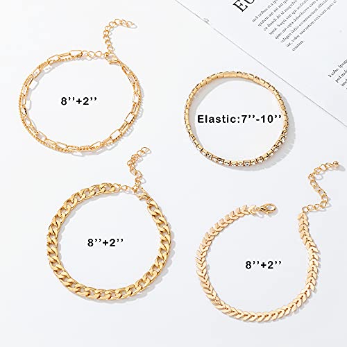 Morotole 10Pcs Ankle Bracelets For Women Gold Anklets For Girls Butterfly Cuban Link Anklets Paperclip Chain Plus Size Ankle Bracelet Boho Layered Beach Anklets Foot Chains Adjustable Beach Jewelry #TOP1