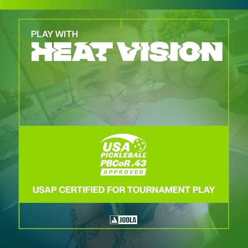 Image of JOOLA Agassi Heat Vision 16mm Pickleball Paddle - New Shape w /Extended Sweet Spot - Textured Carbon Fiber Surface for Spin - SK Film for Less Vibration - USAP Approved - NFC Chip Enabled