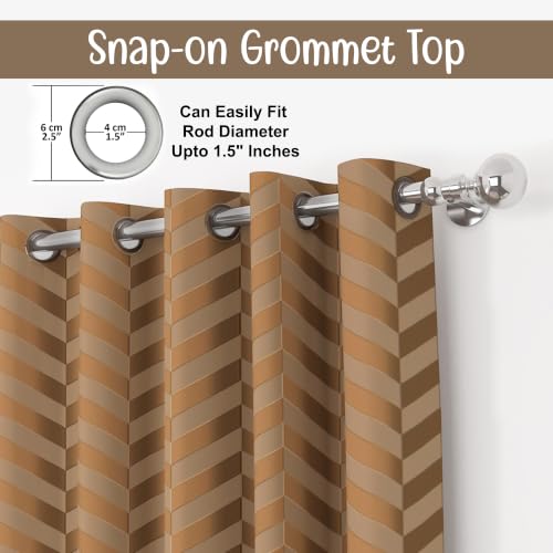 Image of 100% Room Darkening Long Curtains 8 Feet, Beige | Embossed Panels Light Block Mild Thermal Insulated & Noise Reducing Room Darkening Curtains (Beige, 96 Inch)