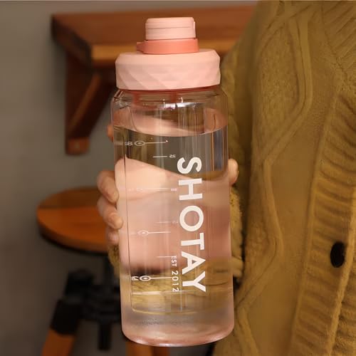 Image of THE VENTI SHOTAY Large Tritian Water Bottle | for Home, Office & Gym | Jumbo Size | Sturdy with Holder | BPA Free Premium Bottle | (Multicolor, Material: Plastic) (1600ML-Peach)