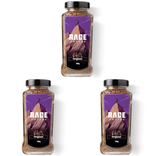 Image of Rage Coffee Original Coffee Blend 100% Pure Arabica Beans | Instant Coffee for Smooth Aroma & taste, Hot and cold coffee) (Original Unique Blend, 100g) (Pack of 3)