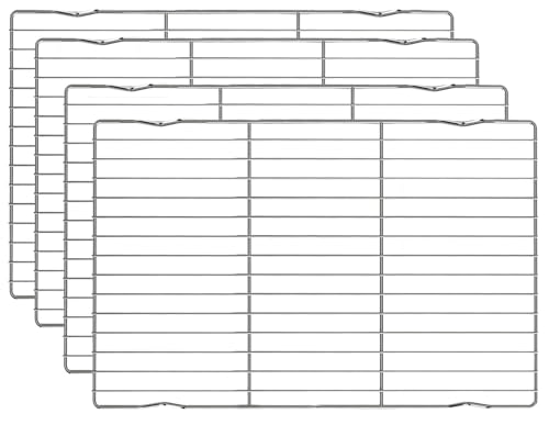 YiliYa 4 Stück Kuchengitter Abkühlgitter Edelstahl, 35x22cm Groß Küchengitter Rechteckig, Pralinengitter, Kuchenrost Edelstahl Grillgitter zum Backen Kühlen Grillen, Auskühlgitter für Kuchen, Kekse