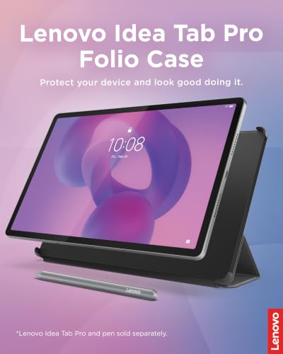 Image of Lenovo Folio Case for Idea Tab Pro, Protective Tablet Cover with Built in Pen Holder, Sleep /Wake Function & Convertible Stand, PU Leather Case, Luna Grey