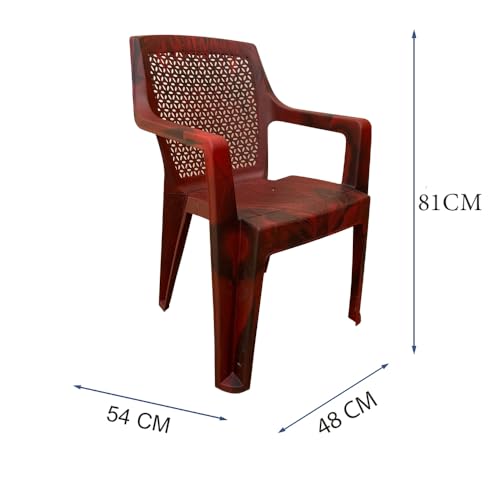Image of SkyGlamour Cello Sonet Plastic Chair | Net Design Plastic Arm Chair for Garden, Home, Living Room, Indoor and Outdoor use |Plastic Chairs Set of 2 (Colour: Rosewood; Set of 2)