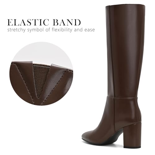 Image of Shoe'N Tale Knee High Boots for Women Chunky Block Heel Fall Winter Pointed Toe Boots