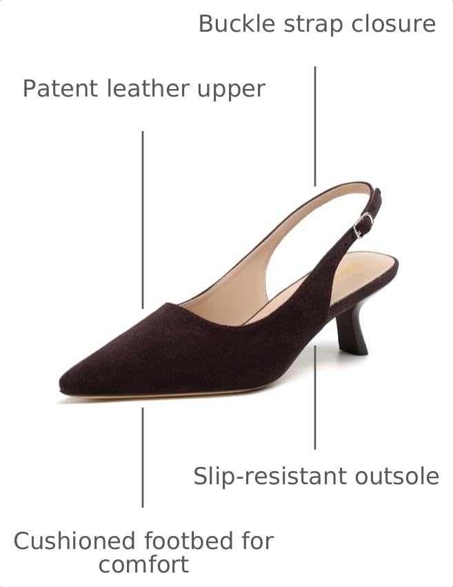 Image of RIBONGZ Sexy Slingback Pumps Elegant Dressy Heels for Women Closed Toe Pointy High Heels Wedding Bride Prom Party Evening Shoes