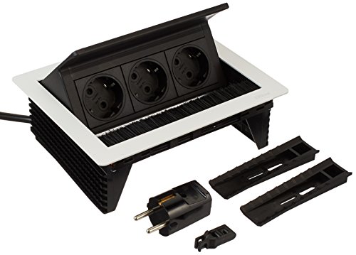 Schulte Evoline Flip Top Push S 3 x Schuko, 1 Pieza, Color Blanco, 1593 7010 1900