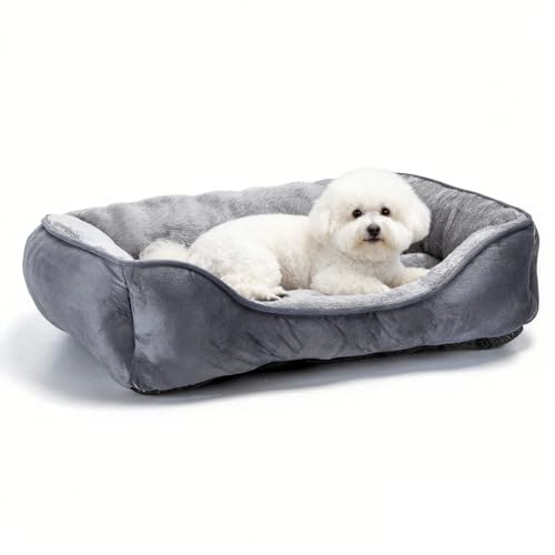 Nobleza - Cuccia per Cani Lavabile in Lavatrice, Cuscino Nido Morbido con Bordo Rialzato & Antiscivolo per Cani Medi/Grandi, 67x57 cm (Grigio) - M