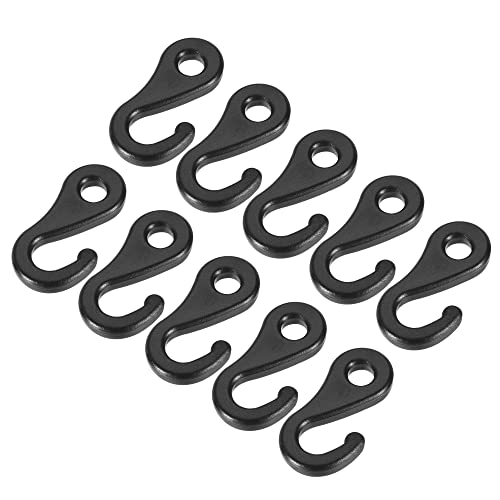 sourcing map Camping Snaps Hooks Plastic Buckles, 6.5mm Hole Clip Accessories for Tent Canopy, Black Pack of 10