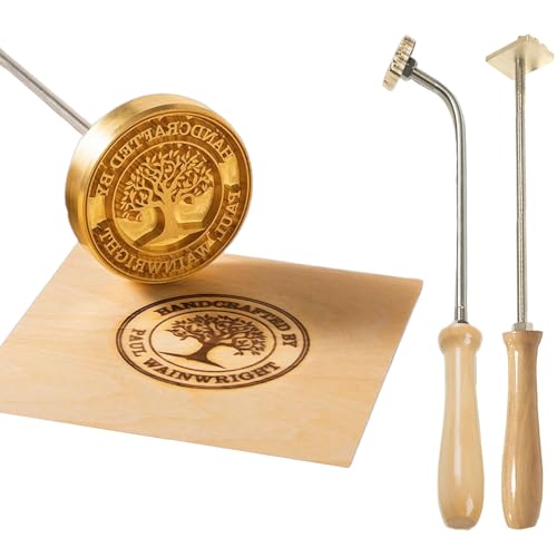 Personalisiertes Brennstempel Brandeisen für Holz, Eigenes Logo Messing Brenneisen mit Holzgriff, Personalisiert für Holz, Steak, BBQ & Kunststoffe, Mehrere Größen Auswahl (Stil 1)