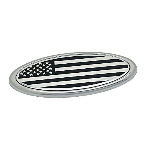 Image of 6 Inch American Flag Badge, Front Grill Rear Tailgate Oval Emblem fit for Ford Edge 07-10 Escape 05-11 Explorer 06-10 Expedition 05-11 Sport Trac 07-10 (Silver)