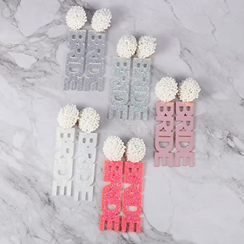 Bride Earrings For Women Handmade Beaded Acrylic Bride Letter Dangle Earring Wedding Bridal Earrings Bridesmaids Bachelorette Party Bride To Be Gift #TOP4