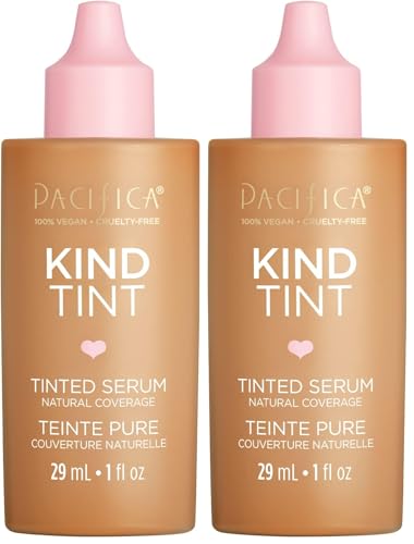 Image of Pacifica Tinted Moisturizer - Kind Tint Serum, Lightweight Hydrating Foundation with Vegan Collagen & Hyaluronic Acid for Dewy Glow, Buildable Coverage, Vegan, 1 fl oz (Shade 13) (Pack of 2)